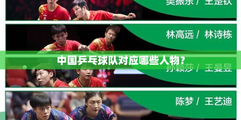 中国乒乓球队对应哪些人物？