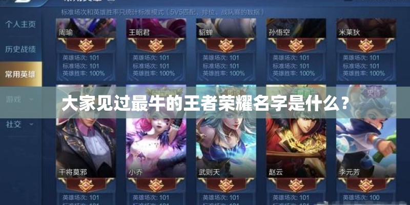 大家见过最牛的王者荣耀名字是什么？