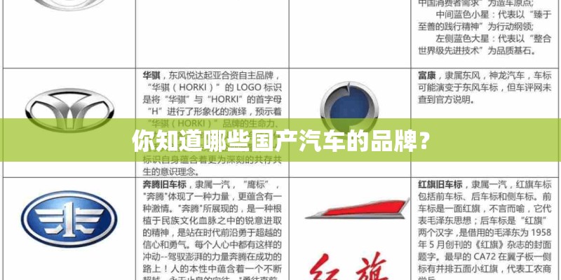 你知道哪些国产汽车的品牌？