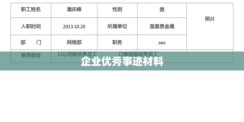 企业优秀事迹材料