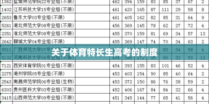 关于体育特长生高考的制度