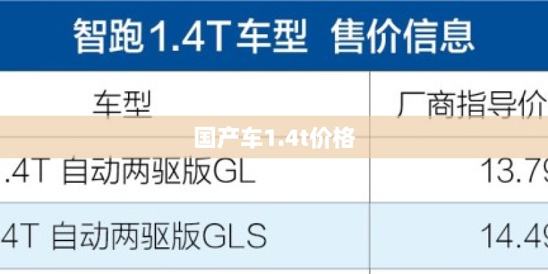国产车1.4t价格 国产车1.4t价格