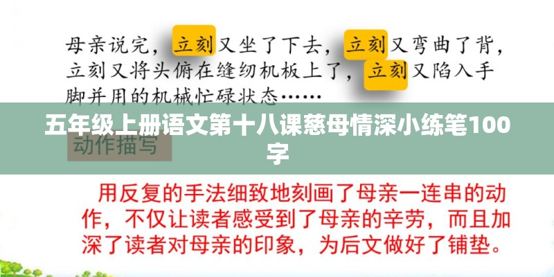 五年级上册语文第十八课慈母情深小练笔100字