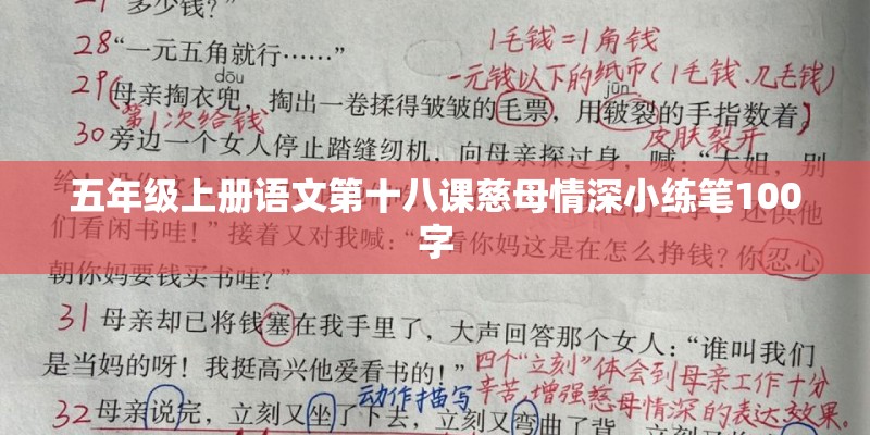 五年级上册语文第十八课慈母情深小练笔100字