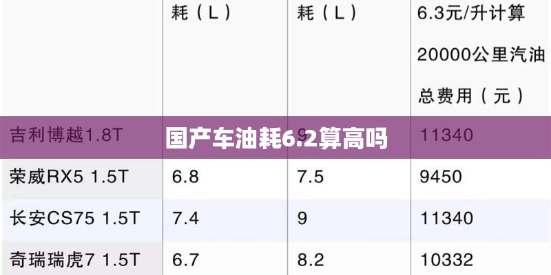 国产车油耗6.2算高吗