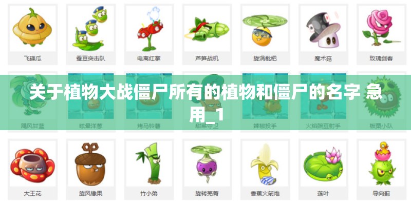 关于植物大战僵尸所有的植物和僵尸的名字 急用_1