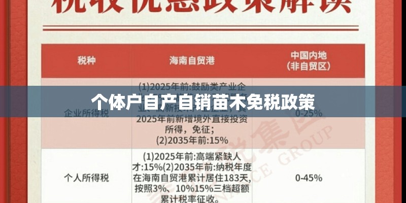 个体户自产自销苗木免税政策