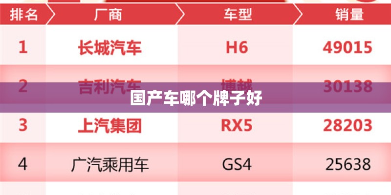 国产车哪个牌子好