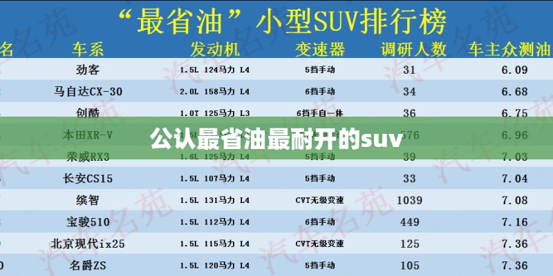 公认最省油最耐开的suv 公认最省油最耐开的suv