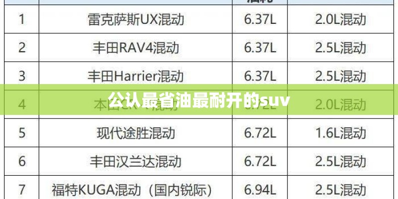 公认最省油最耐开的suv 公认最省油最耐开的suv