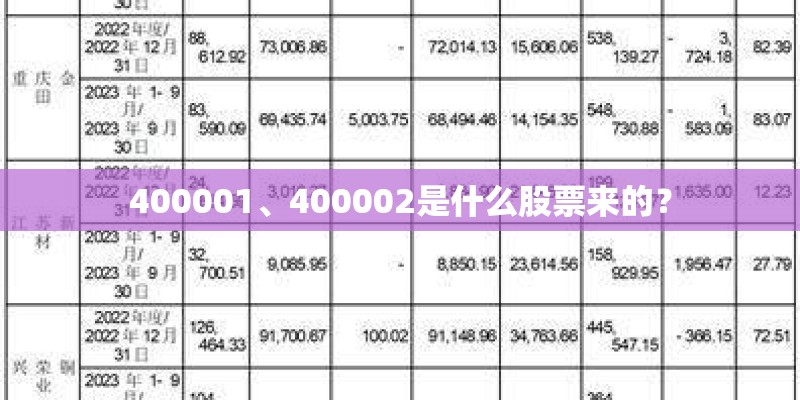 400001、400002是什么股票来的？