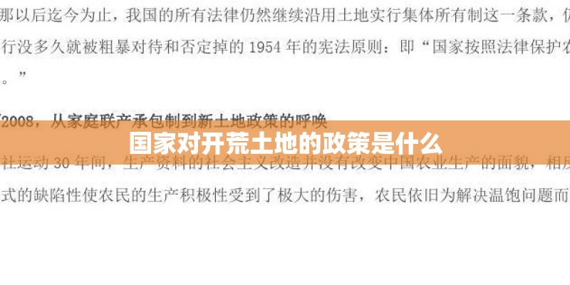 国家对开荒土地的政策是什么