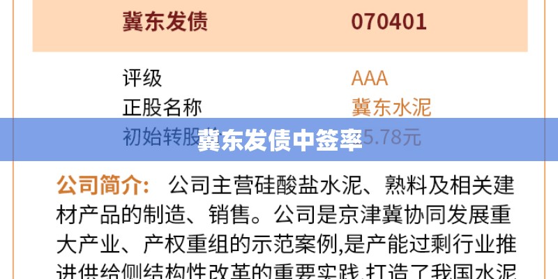 冀东发债中签率