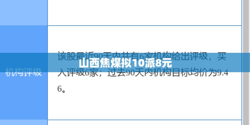 山西焦煤拟10派8元