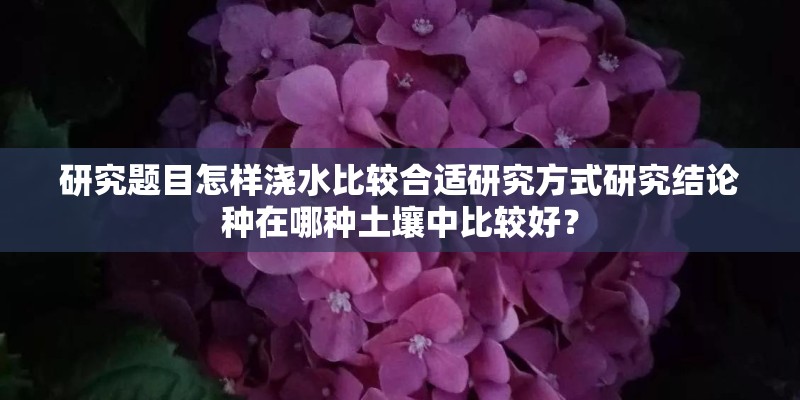 研究题目怎样浇水比较合适研究方式研究结论种在哪种土壤中比较好？