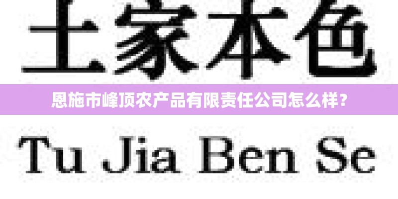 恩施市峰顶农产品有限责任公司怎么样？