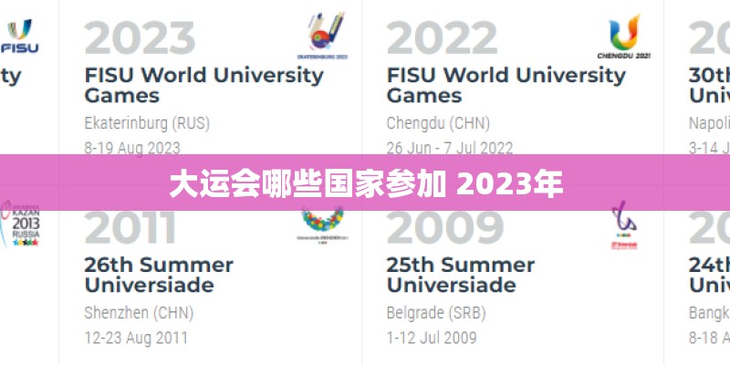 大运会哪些国家参加 2023年 大运会哪些国家参加 2023年