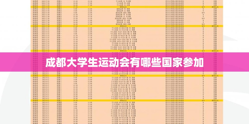 成都大学生运动会有哪些国家参加