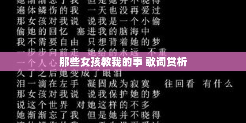 那些女孩教我的事 歌词赏析 那些女孩教我的事 歌词赏析