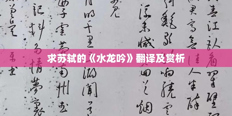 求苏轼的《水龙吟》翻译及赏析