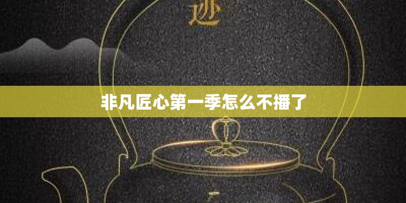 非凡匠心第一季怎么不播了