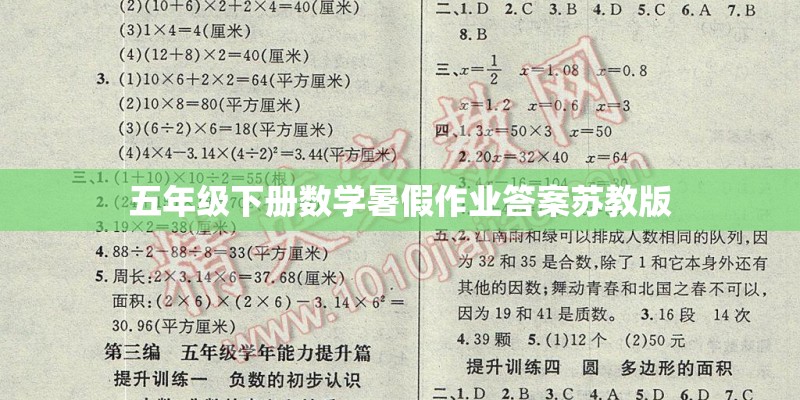 五年级下册数学暑假作业答案苏教版 五年级下册数学暑假作业答案苏教版