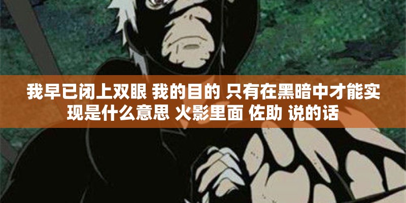 我早已闭上双眼 我的目的 只有在黑暗中才能实现是什么意思 火影里面 佐助 说的话