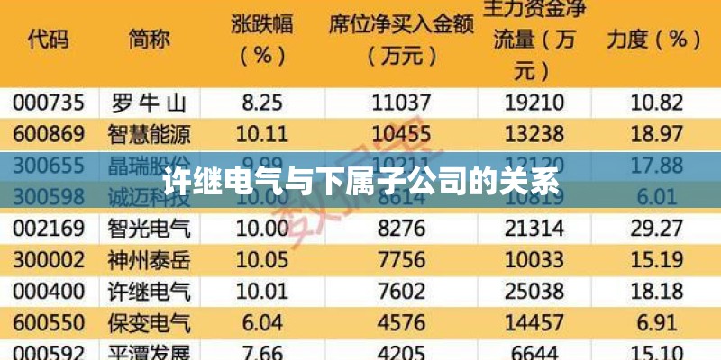 许继电气与下属子公司的关系