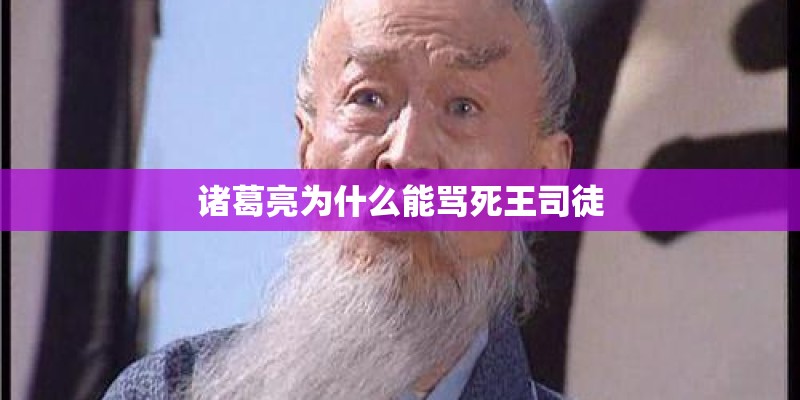 诸葛亮为什么能骂死王司徒