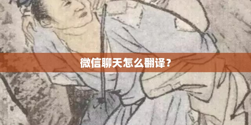 微信聊天怎么翻译? 微信聊天怎么翻译?