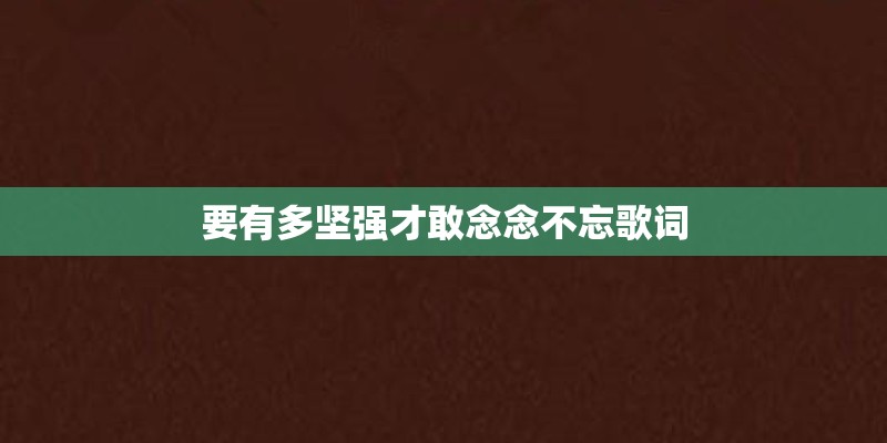 要有多坚强才敢念念不忘歌词