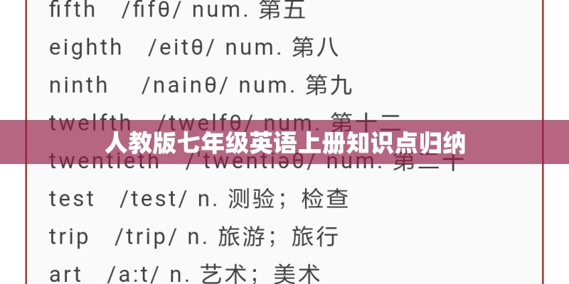 人教版七年级英语上册知识点归纳