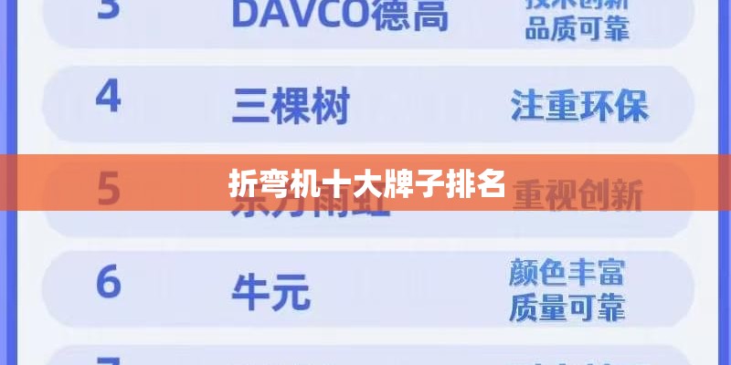 折弯机十大牌子排名