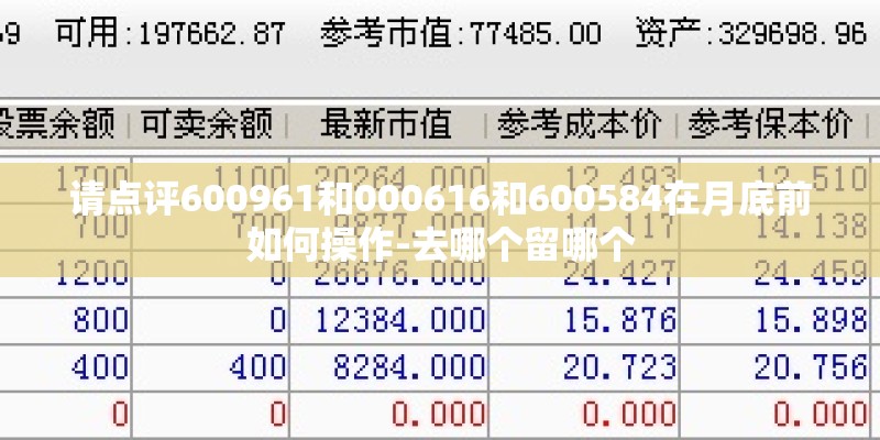 请点评600961和000616和600584在月底前如何操作-去哪个留哪个